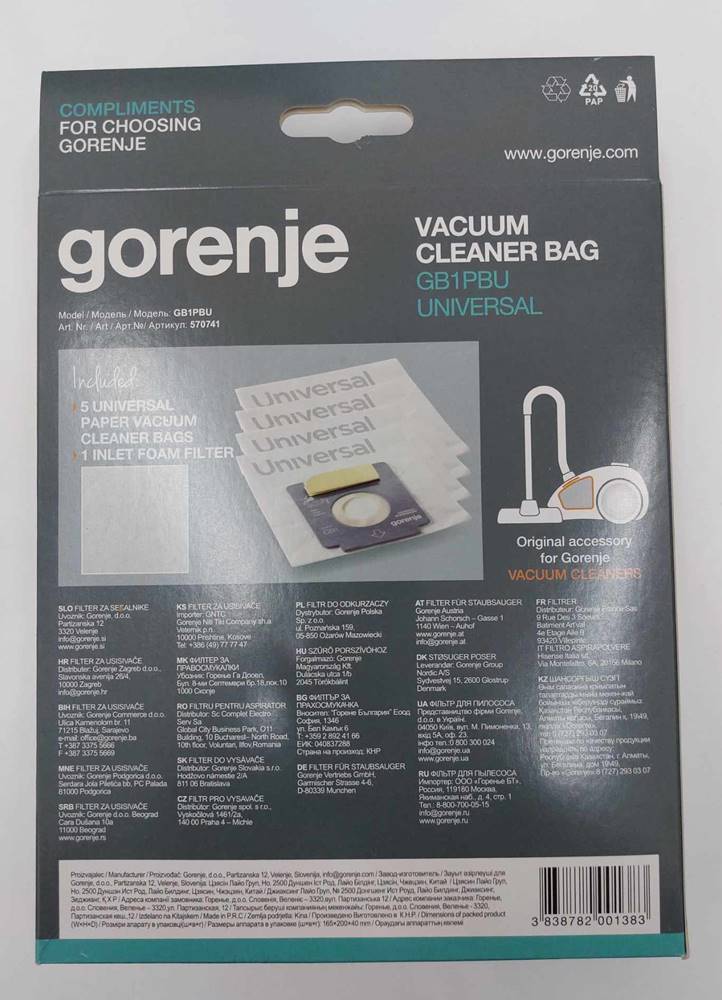 Porszívó papír porzsák GB1PBU (5db/cs) - Image 4