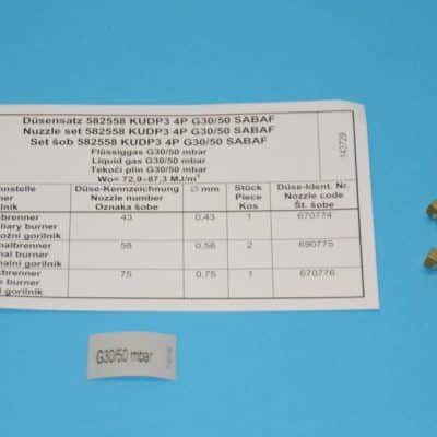 Fúvóka készlet G30/50 mbar (PB)