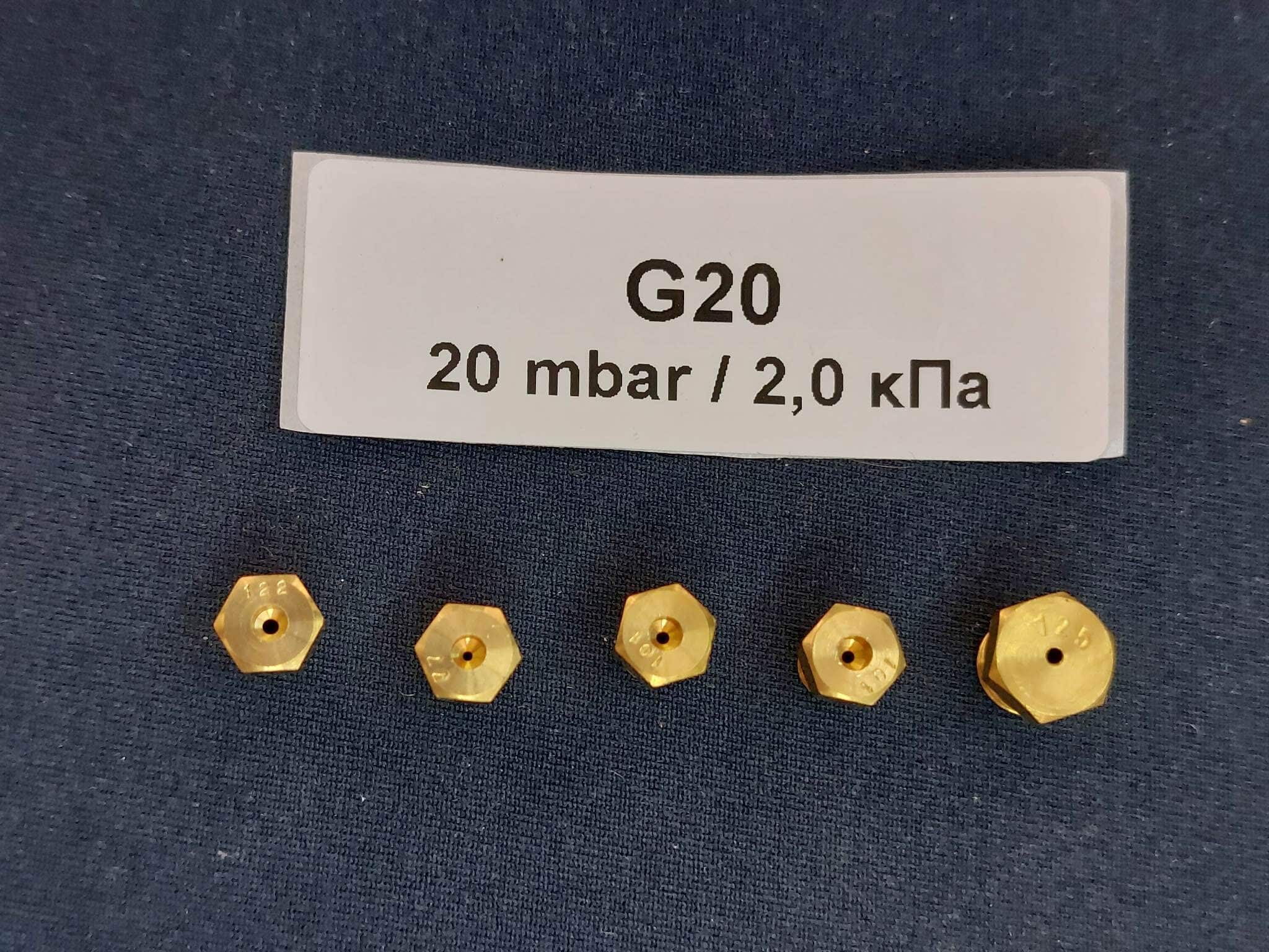 Gáztűzhelyhez PB-gáz fúvóka szett G20/20